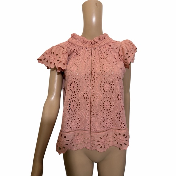 Sea New York Tops - Sea New York Pink Eyelet Button Down Shirt